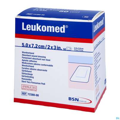 Wundverband Leukomed/steril Verklebungsschutz 7,2x 5cm 50st, A-Nr.: 3072885 - 02