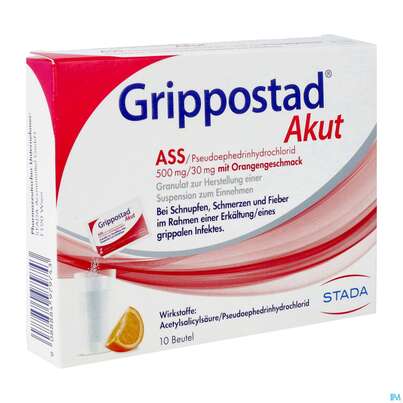 Grippostad Akut Ass/pseudoephedrin 500mg/30mg Gran.z.herst E.susp.z.einn Orange 10st, A-Nr.: 4979742 - 02