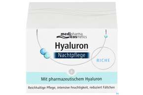 Sie sehen eine Packung Hyaluron Nachtpflege Riche Tg 50ml, Produktbild: 01 Hyaluron Nachtpflege Riche Tg 50ml, A-Nr.: 4914754 - 01