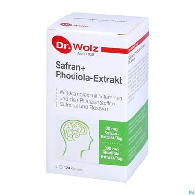 Sie sehen eine Packung Safran +rhodiola Extrakt Kapseln Dr.wolz Nr 60548 120st, Produktbild: 04 Safran +rhodiola Extrakt Kapseln Dr.wolz Nr 60548 120st, A-Nr.: 4297758 - 04