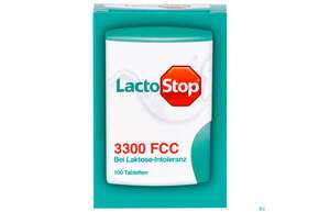 Sie sehen eine Packung Lactostop Tabl 3300 Fcc 100st, Produktbild: 01 Lactostop Tabl 3300 Fcc 100st, A-Nr.: 4050124 - 01
