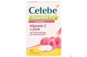 Sie sehen eine Packung Cetebe Abwehr Fit Lutschtabl 20st, Produktbild: 01 Cetebe Abwehr Fit Lutschtabl 20st, A-Nr.: 4056546 - 01