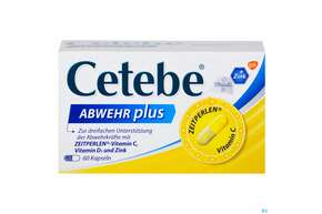 Sie sehen eine Packung Cetebe Abwehr Plus Kapseln 60st, Produktbild: 01 Cetebe Abwehr Plus Kapseln 60st, A-Nr.: 4171098 - 01