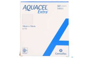 Sie sehen eine Packung Convatec Aquacel Extra 10x10 Cm, Produktbild: 01 Convatec Aquacel Extra 10x10 Cm, A-Nr.: 3972867 - 01