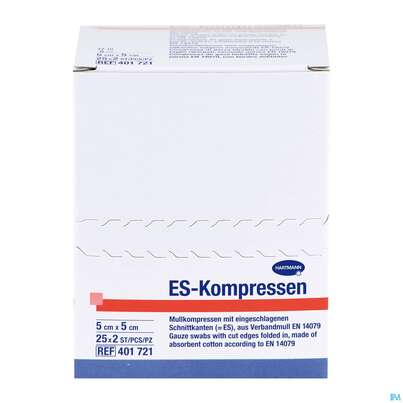 Mullkompressen-es Hartmann/steril 8fach 17faedig 5x 5cm 25x2 50st, A-Nr.: 1152841 - 04