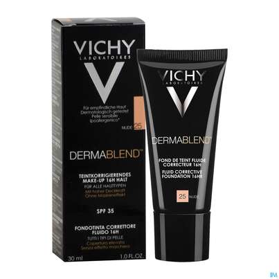 Sie sehen eine Packung Vichy Dermablend/fluid Make-up 25 Nude 30ml, Produktbild: 05 Vichy Dermablend/fluid Make-up 25 Nude 30ml, A-Nr.: 3044624 - 05