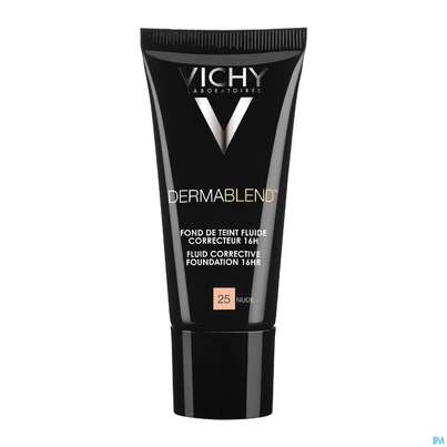 Sie sehen eine Packung Vichy Dermablend/fluid Make-up 25 Nude 30ml, Produktbild: 07 Vichy Dermablend/fluid Make-up 25 Nude 30ml, A-Nr.: 3044624 - 07