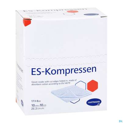 Mullkompressen-es Hartmann/steril 8fach 17faedig 10x 10cm 25x2 50st, A-Nr.: 0776031 - 03