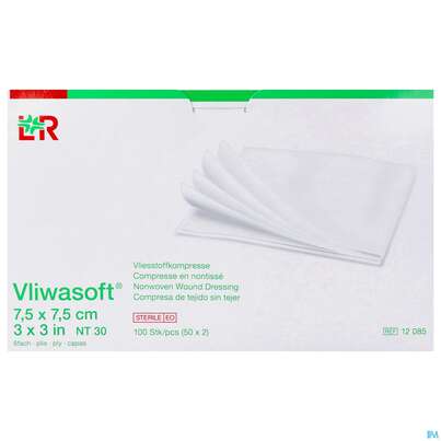 Vlieskompressen Vliwasoft 6fach Steril 7,5x 7,5cm 100st, A-Nr.: 1372749 - 02