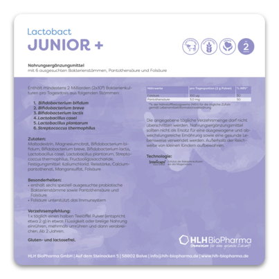 Sie sehen eine Packung Lactobact JUNIOR +, Produktbild: 04 Lactobact JUNIOR +, A-Nr.: 3967754 - 04