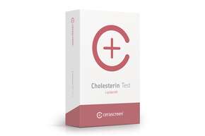 Sie sehen eine Packung cerascreen Cholesterin Test, Produktbild: 01 cerascreen Cholesterin Test, A-Nr.: 4879288 - 01