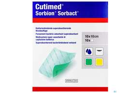 Cutimed Sorbion Sorbact Steril Bakterienbind.+absorb. Wundauflage 10x10cm 72698 10st, A-Nr.: 4750212 - 01