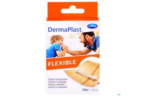 Sie sehen eine Packung Dermaplast Flexible 6x 10cm 10st, Produktbild: 01 Dermaplast Flexible 6x 10cm 10st, A-Nr.: 3047166 - 01