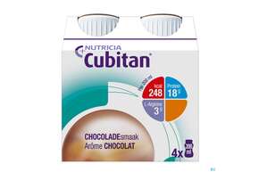 Sie sehen eine Packung Cubitan 200ml Schokolade 6x4 24st, Produktbild: 01 Cubitan 200ml Schokolade 6x4 24st, A-Nr.: 3206044 - 01