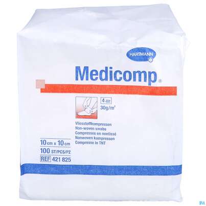 Kompressen Medicomp Vliesstoff 4fach Unsteril 10x 10cm 100st, A-Nr.: 1652041 - 01