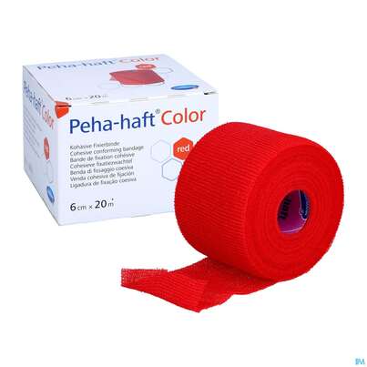Sie sehen eine Packung Peha-haft Color Latexfrei Red 20mx 6cm 1st, Produktbild: 07 Peha-haft Color Latexfrei Red 20mx 6cm 1st, A-Nr.: 3879783 - 07