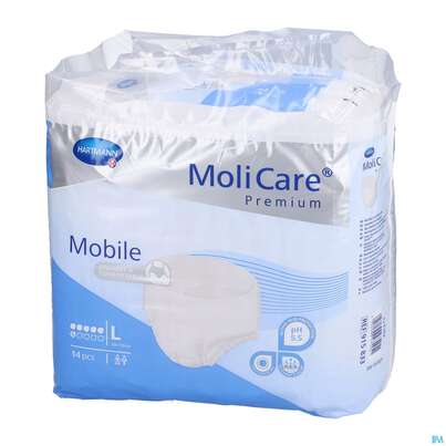 Inkontinenz Molicare Premium/mobile/6 Tropfen Blau L 100-150cm 14st, A-Nr.: 2581538 - 02