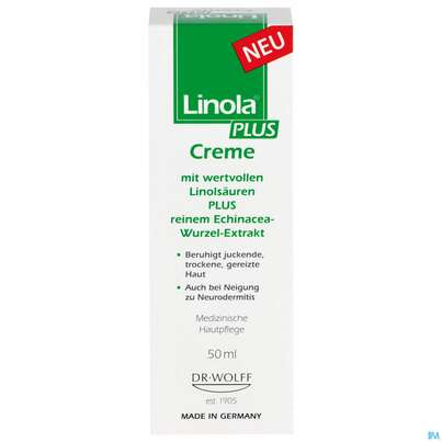 Sie sehen eine Packung Linola Plus Creme 50ml, Produktbild: 01 Linola Plus Creme 50ml, A-Nr.: 4554913 - 01
