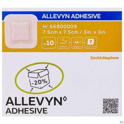Sie sehen eine Packung Wundverband Allevyn/polyurethan Adhesive 7,5x 7,5cm -tam 10st, Produktbild: 04 Wundverband Allevyn/polyurethan Adhesive 7,5x 7,5cm -tam 10st, A-Nr.: 4736620 - 04