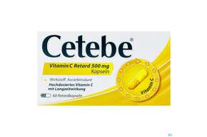 Cetebe Vitamin C -retard Kapseln 500mg 60st, A-Nr.: 1334022 - 01