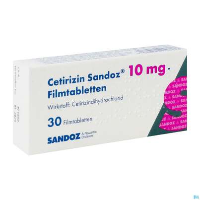 Cetirizin-sandoz Filmtabl 10mg 30st, A-Nr.: 2456371 - 02