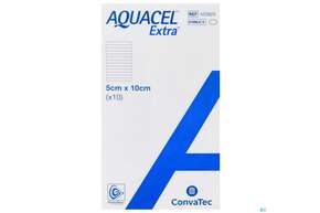 Sie sehen eine Packung Convatec Aquacel Extra 5x10 Cm, Produktbild: 01 Convatec Aquacel Extra 5x10 Cm, A-Nr.: 4154065 - 01