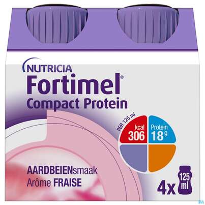 Fortimel/compact/protein 125ml Vitalflasche Erdbeere 4st, A-Nr.: 3948662 - 02