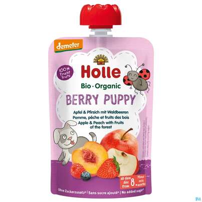 Holle Demeter Bio Fruechtepueree Ab 1 Jahr Berry Puppy Apfel Pfirsich/waldbeeren 100g, A-Nr.: 5080788 - 02