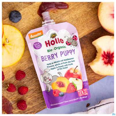 Holle Demeter Bio Fruechtepueree Ab 1 Jahr Berry Puppy Apfel Pfirsich/waldbeeren 100g, A-Nr.: 5080788 - 03