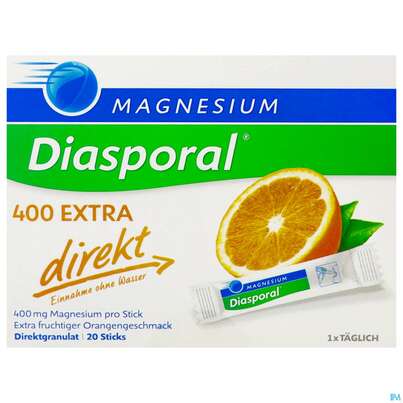 Sie sehen eine Packung Magnesium Diasporal/400 Extra Direkt Direktgranulat 20st, Produktbild: 02 Magnesium Diasporal/400 Extra Direkt Direktgranulat 20st, A-Nr.: 3870836 - 02