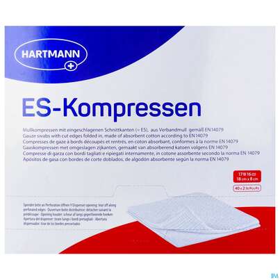 Mullkompressen-es Hartmann/steril 16fach 17faedig 18x 8cm 40x2 80st, A-Nr.: 3062639 - 01