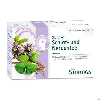 Sie sehen eine Packung Sidroga Tee Doppelkammerbeutel Schlaf +nerventee 20st, Produktbild: 03 Sidroga Tee Doppelkammerbeutel Schlaf +nerventee 20st, A-Nr.: 3903984 - 03