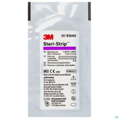 Steri Strips (3m) Wundverschluss-streifen Elastic 3x 75mm Nr1540 5st, A-Nr.: 2367503 - 01