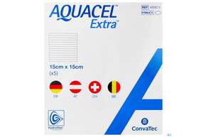Sie sehen eine Packung Convatec Aquacel Extra 15x15 Cm, Produktbild: 01 Convatec Aquacel Extra 15x15 Cm, A-Nr.: 3972873 - 01