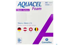 Sie sehen eine Packung Convatec Aquacel Foam 10x10 Cm, Produktbild: 01 Convatec Aquacel Foam 10x10 Cm, A-Nr.: 4039186 - 01