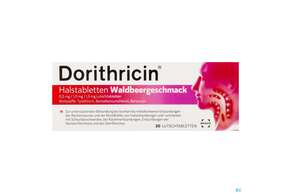 Dorithricin Halstabl Lutschtabl 0,5mg/1,0mg/1,5mg Waldbeergeschmack 20st, A-Nr.: 4962747 - 01