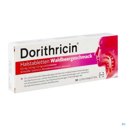 Dorithricin Halstabl Lutschtabl 0,5mg/1,0mg/1,5mg Waldbeergeschmack 20st, A-Nr.: 4962747 - 02