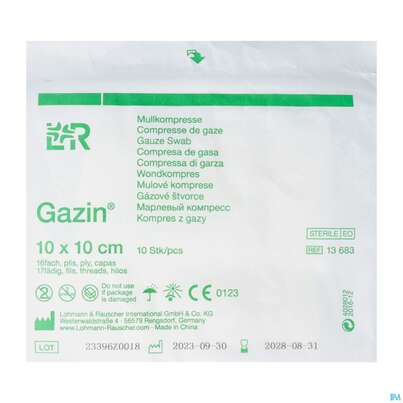 Mullkompressen Gazin Baumw.17faedig Steril 16fach 10x10cm 10st, A-Nr.: 2575130 - 02