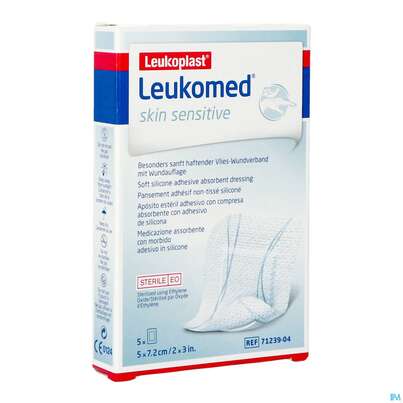 Wundverband Leukomed/skin Sensitive Vliesverband +auflage Steril 5x 7,2cm 5st, A-Nr.: 5608999 - 06