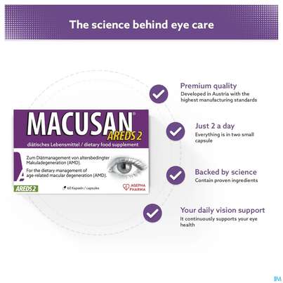 Sie sehen eine Packung Macusan Tabl Areds 2 60st, Produktbild: 06 Macusan Tabl Areds 2 60st, A-Nr.: 4252158 - 06