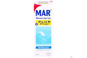 Sie sehen eine Packung Nasenspray Mar Plus Pflege 20ml, Produktbild: 01 Nasenspray Mar Plus Pflege 20ml, A-Nr.: 5233660 - 01