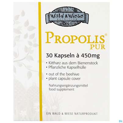 Sie sehen eine Packung Propolis Kapseln Pur 30st, Produktbild: 01 Propolis Kapseln Pur 30st, A-Nr.: 2689394 - 01