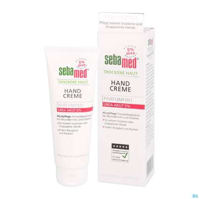 Sie sehen eine Packung Sebamed Akut Hand Creme Urea 5% Parfumfrei 75ml, Produktbild: 04 Sebamed Akut Hand Creme Urea 5% Parfumfrei 75ml, A-Nr.: 4084962 - 04