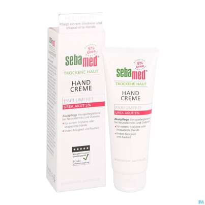Sie sehen eine Packung Sebamed Akut Hand Creme Urea 5% Parfumfrei 75ml, Produktbild: 05 Sebamed Akut Hand Creme Urea 5% Parfumfrei 75ml, A-Nr.: 4084962 - 05