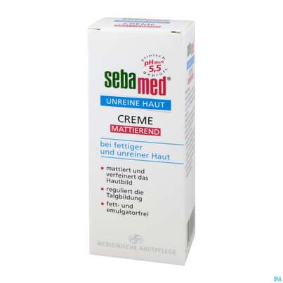 Sie sehen eine Packung Sebamed Clear Face Mattierende Creme 50ml, Produktbild: 01 Sebamed Clear Face Mattierende Creme 50ml, A-Nr.: 4065054 - 01