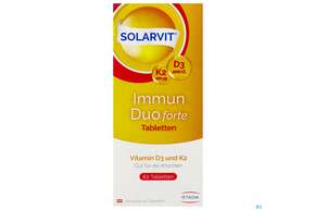 Sie sehen eine Packung D3 Tabl Solarvit K2 Immun Duo Forte 60st, Produktbild: 01 D3 Tabl Solarvit K2 Immun Duo Forte 60st, A-Nr.: 4899598 - 01