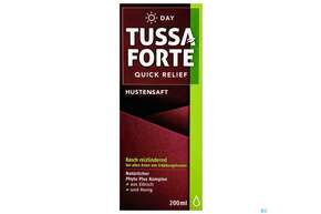 Sie sehen eine Packung Tussaforte Saft Quick Relief Day 200ml, Produktbild: 01 Tussaforte Saft Quick Relief Day 200ml, A-Nr.: 5599177 - 01