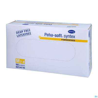 Sie sehen eine Packung Untersuchungshandschuhe Peha/soft/puderfrei Syntex Unsteril Mittel M 94216 100st, Produktbild: 04 Untersuchungshandschuhe Peha/soft/puderfrei Syntex Unsteril Mittel M 94216 100st, A-Nr.: 3700873 - 04